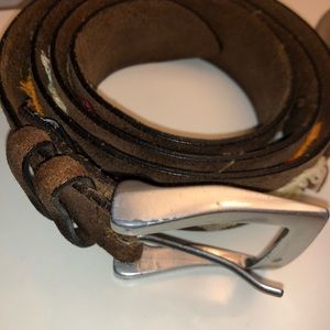 Fabrizio Mancini Suede/fabric check belt size 40